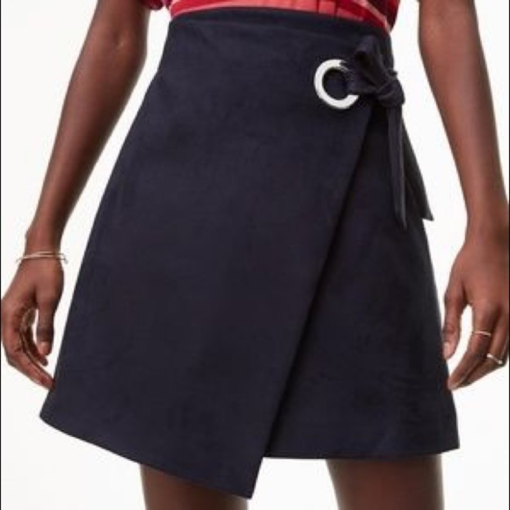 EUC LOFT Navy Suede Skirt with Silver Grommet